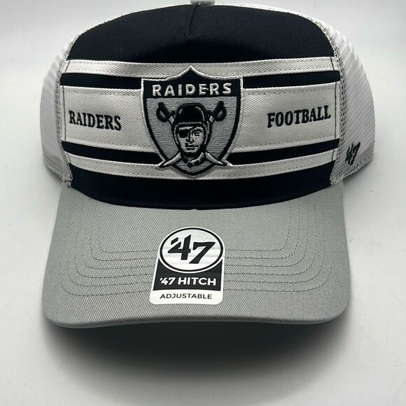 Las Vegas Raiders 47 brand Men's Super Stripe Hitch Throwback Adjustable Hat NWT - Picture 1 of 7